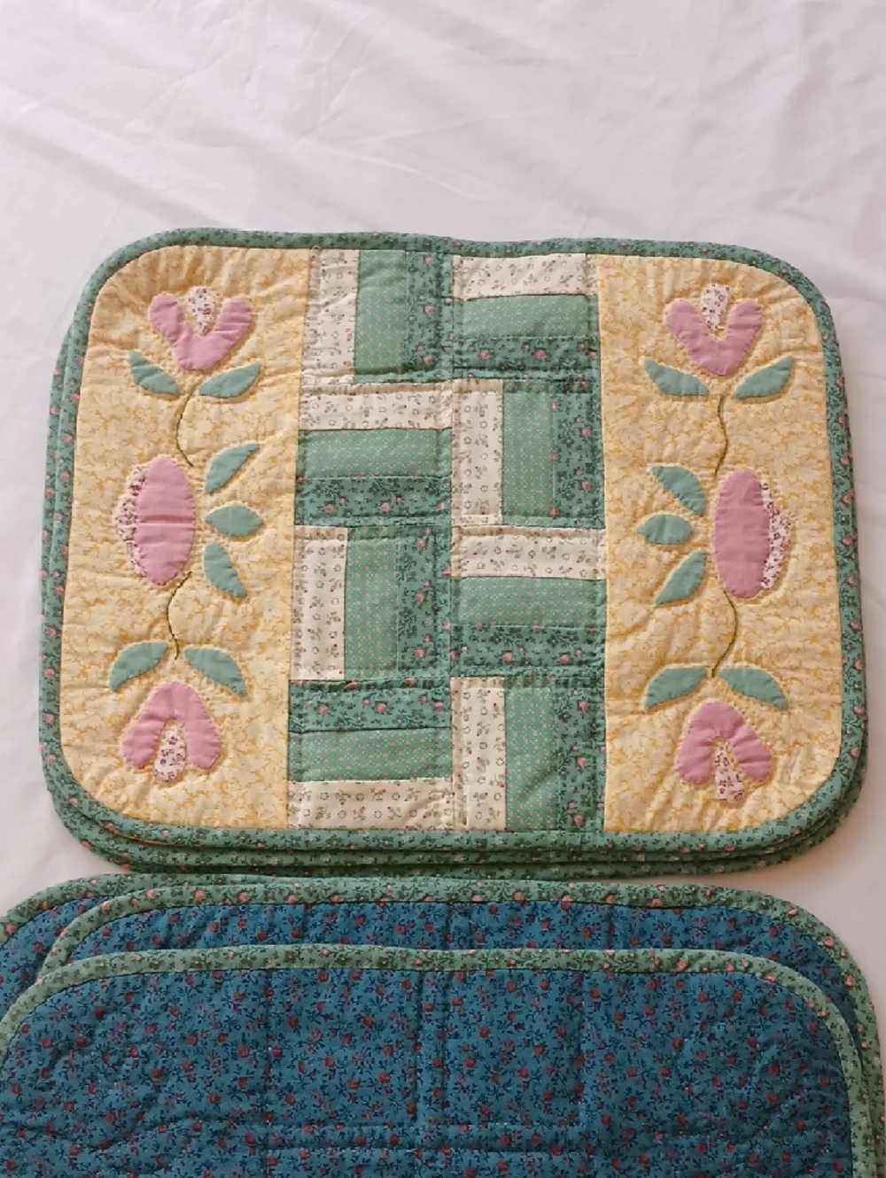 Handcrafted Quilted Reversible Placemats Set of 6